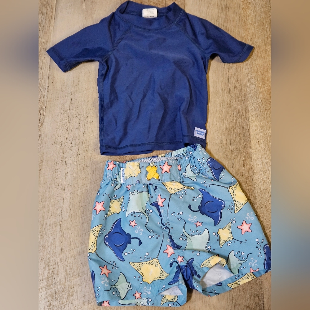 Rugged Butts Rashguard and Swim Trunk Set 6-12m